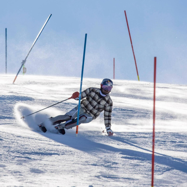 Hirscher na treningu slaloma tijekom priprema u Novom Zelandu