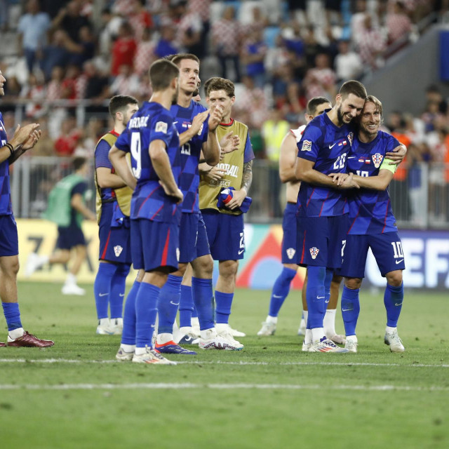 Slavlje hrvatske reprezentacije nakon pogotka Luke Modrića protiv Poljske