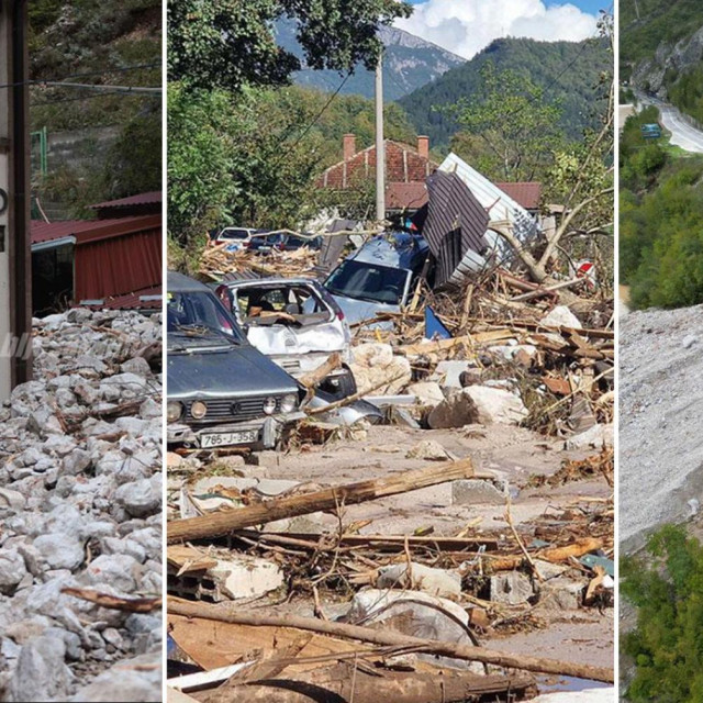 Prizori kod Komadinovog vrela kod Jablanice. Cijelo područje pogođeno je strašnim poplavama