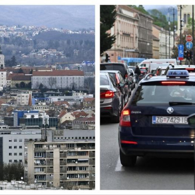 Slika br. 1: Panoramski pogled na Martinovku, centar i podsljemensku zonu. Slika br. 2: Prometni kaos u Zagrebu 