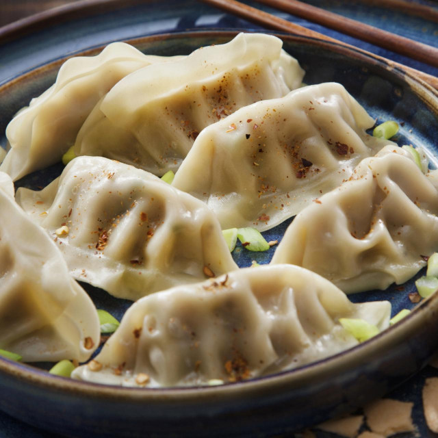 Steamed Dumplings with Soy Sauce and Green Onions