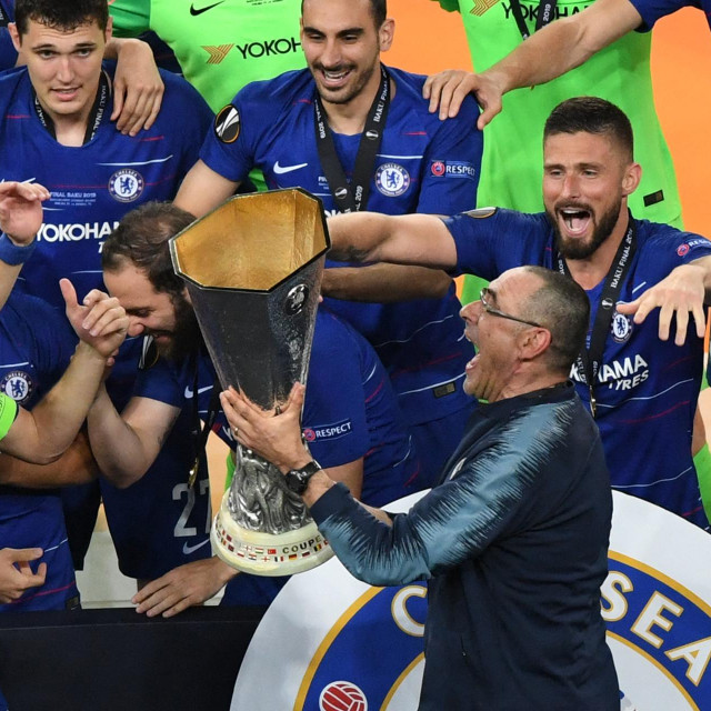 Maurizio Sarri s igračima Chelseaja