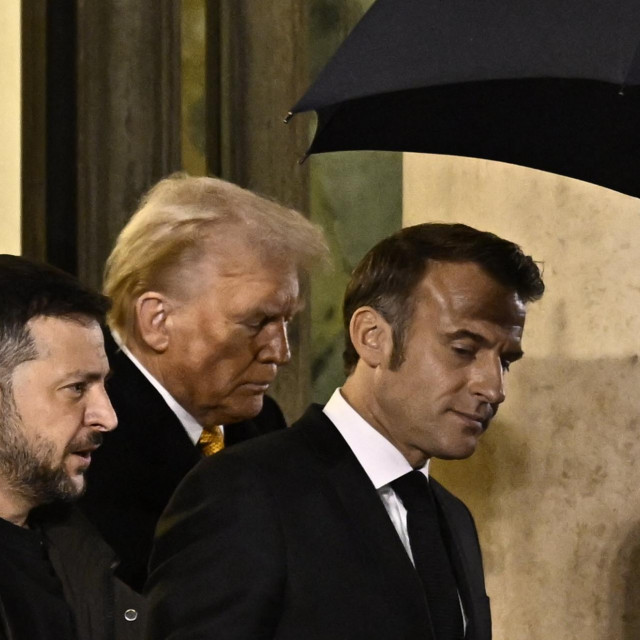 Volodimir Zelenski, Donald Trump i Emmanuel Macron