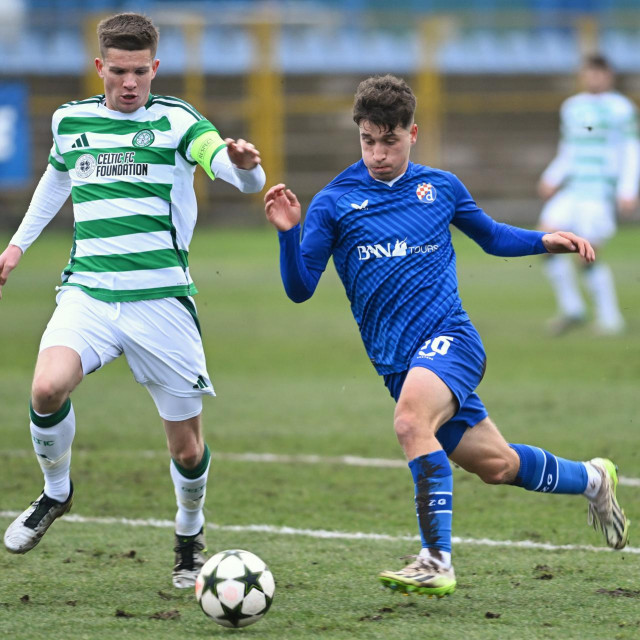 Zapresic, 101224.
Nogometna utakmica 6. kola UEFA U-19 Lige prvaka Dinamo - Celtic.
Na fotografiji: Andjelo Sutalo.