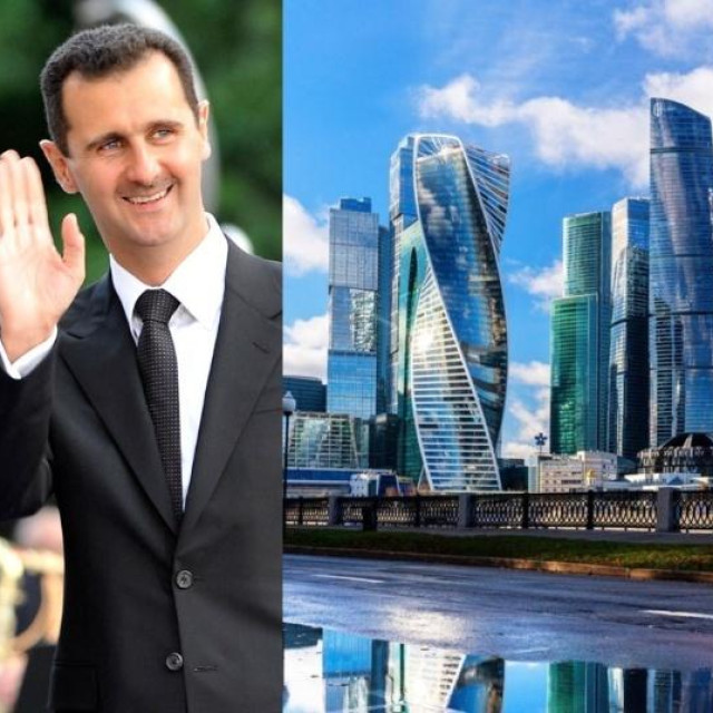 Asma i Bašar al-Asad (arhivska fotografija); Moscow City Towers u kojem bračni par navodno ima brojne nekretnine