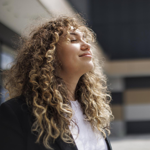 Businesswoman relaxing outdoor