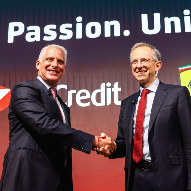 Andrea Orcel, glavni izvršni direktor UniCredita i Benedetto Vigna, izvršni direktor Ferrarija