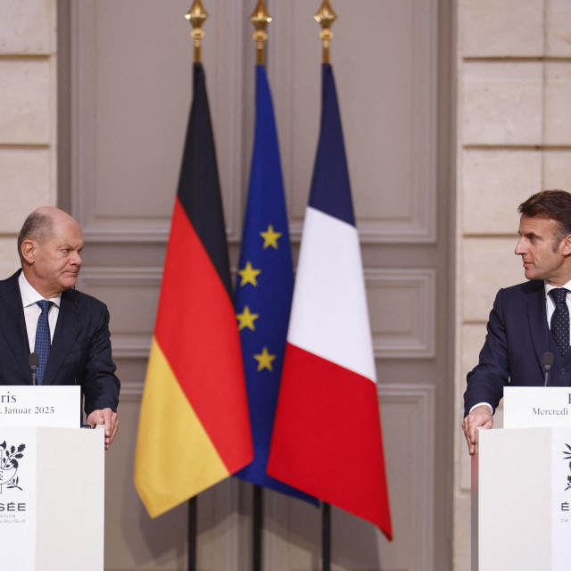 Olaf Scholz i Emmanuel Macron, ilustracija