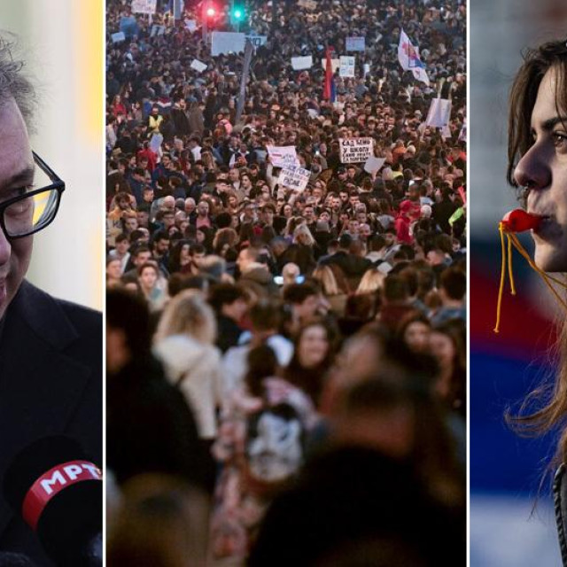 Aleksandar Vučić, prosvjed u Beogradu i prosvjednica