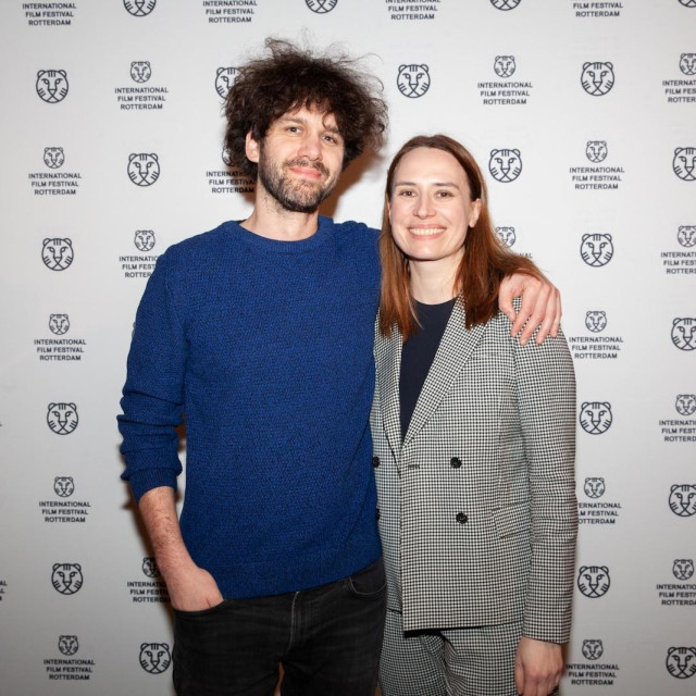 Igor Bezinović i Vanja Kaluđerčić, ravnateljica Međunarodnog filmskog festivala u Rotterdamu