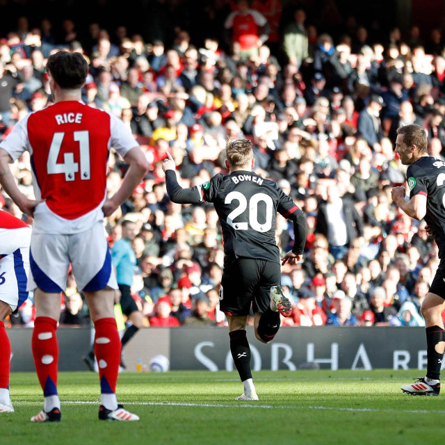 Jarrod Bowen slavi gol protiv Arsenala