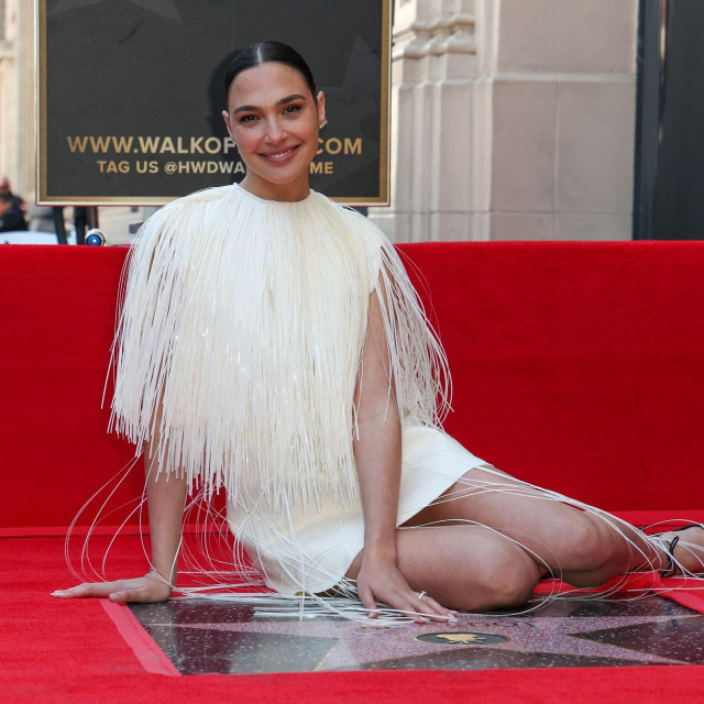 Israeli actress Gal Gadot attends her Hollywood Walk of Fame Star Ceremony in front of El Capitan in Los Angeles, California, on March 18, 2025. (Photo by VALERIE MACON/AFP)