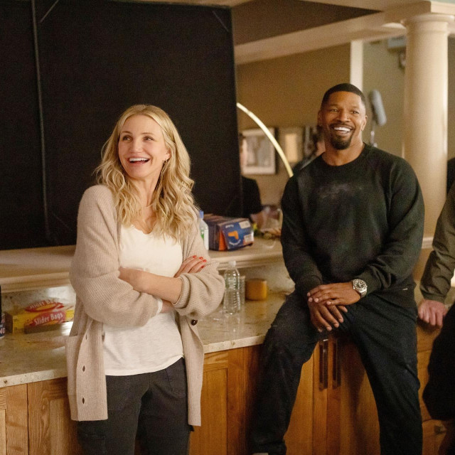 BACK IN ACTION, from left: Cameron Diaz, Jamie Foxx, on set, 2025. ph: John Wilson/? Netflix/Courtesy Everett Collection
