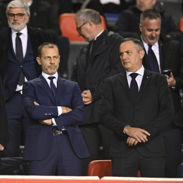 Davor Božinovic. predsjednik UEFA-e  Aleksander Čeferin i Marijan Kustić
 