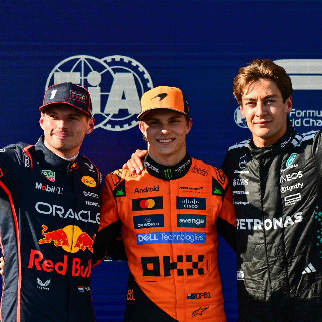 Max Verstappen, Oscar Piastri i George Russell