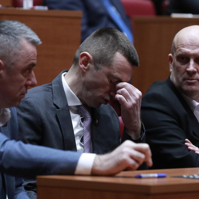 Zastupnici Domovinskog pokreta Stipo Mlinarić, Ivan Penava i Ivica Kukavica